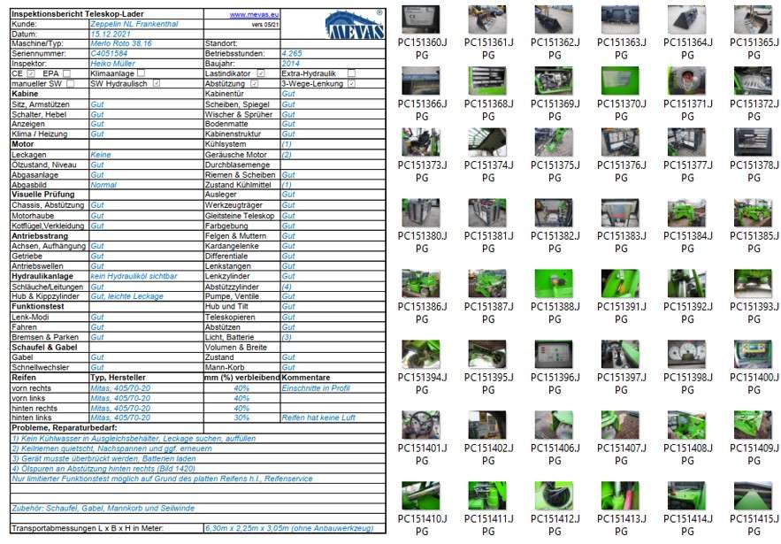 Prüfliste für Teleskoplader