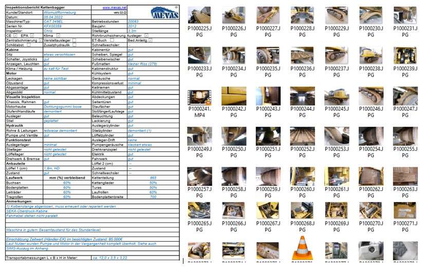 Professionelle Checkliste für Kettenbaggerprüfung