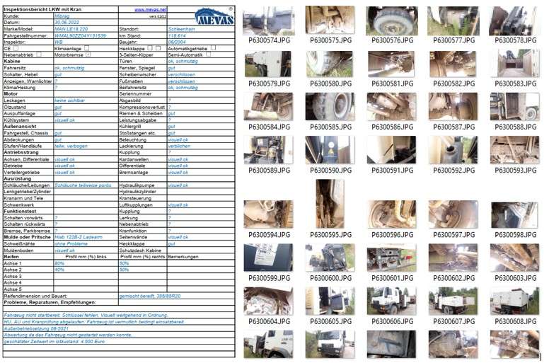 Checkliste Prüfliste LKW mit Ladearm Kipper
